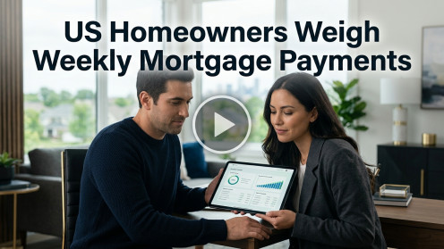 Couple discusses weekly mortgage payment options.