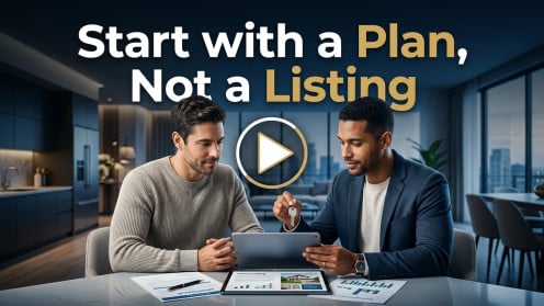 Two men discussing real estate strategy with a tablet.