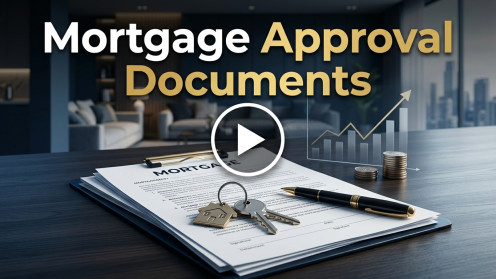 Mortgage approval documents and financial planning graph