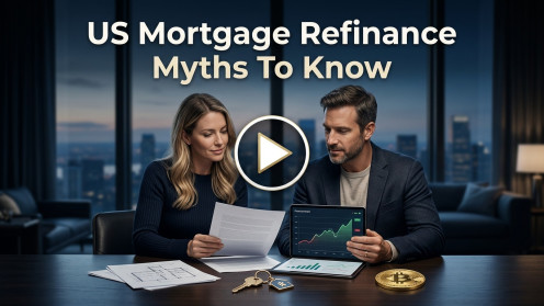Couple reviewing US mortgage refinance myths.
