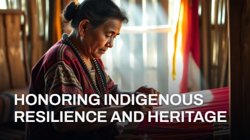 Woman weaving, honoring Indigenous resilience and heritage.