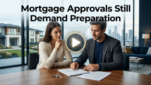 Two people discussing mortgage at a table.
